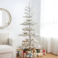 6ft. Pre-Lit Deluxe Flocked Pine Artificial Christmas Tree, Warm White LED Lights