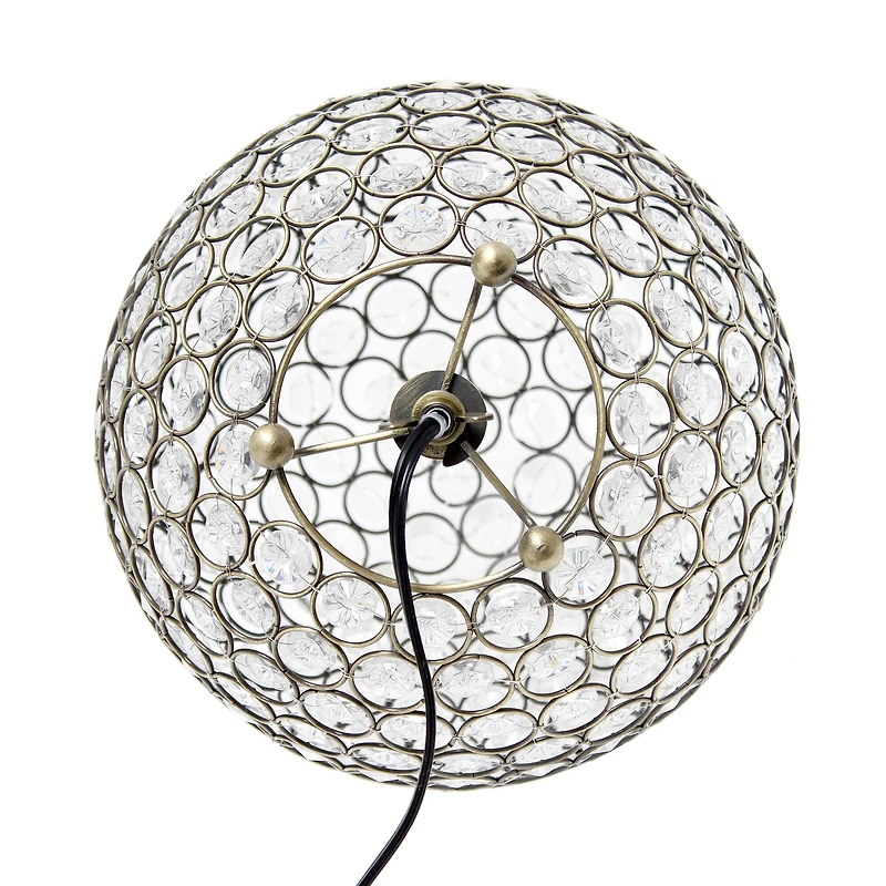 Lalia Home 10" Antique Brass Elipse Crystal Orb Table Lamp