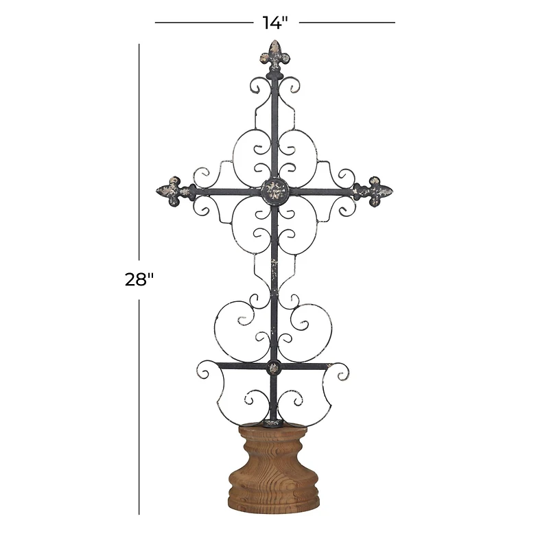 28" Black Iron French Country Crosses