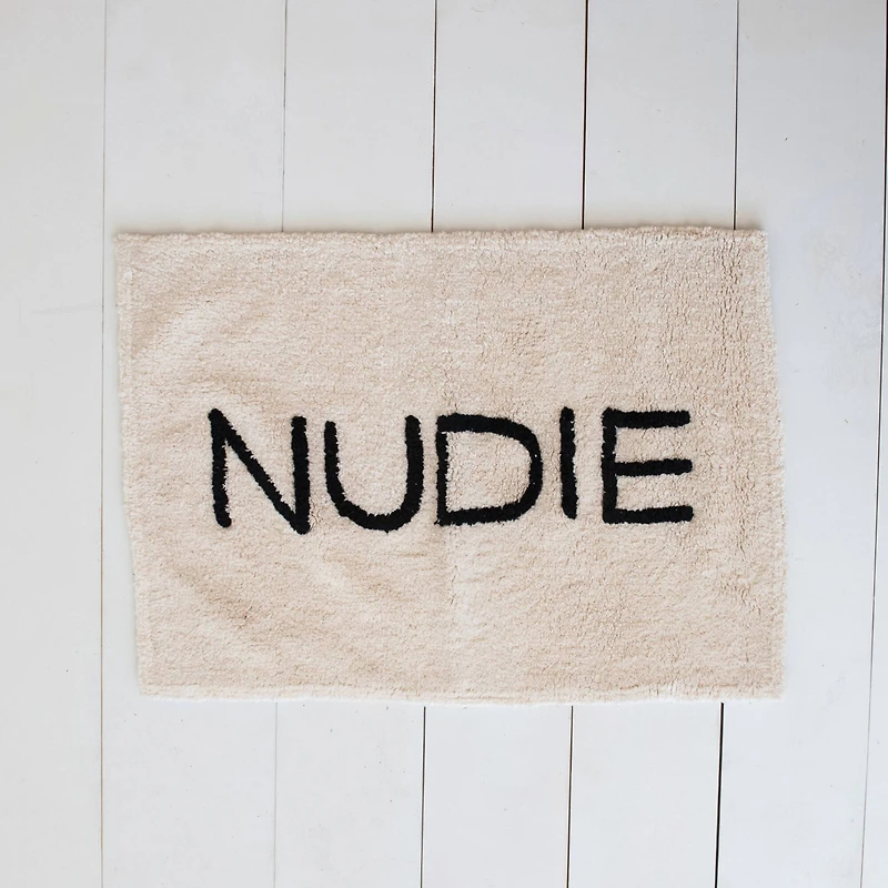Hello Honey® 40" x 27" White & Black Cotton Tufted Nudie Bath Mat