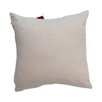Hello Honey® Cream & Red Hand-Woven Cotton Slub Pillow with Bow