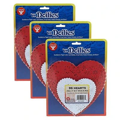 Hygloss® White & Red Heart Paper Lace Doilies, 2 Packs of 96
