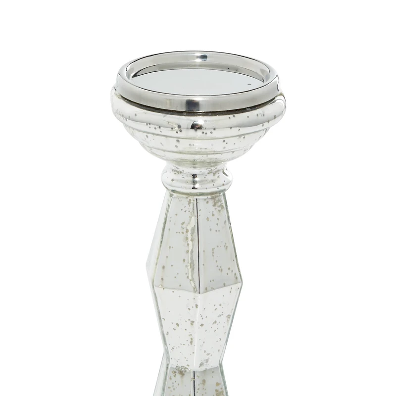 Silver Glass Glam Candle Holder Set
