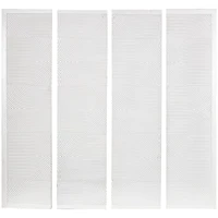 CosmoLiving by Cosmopolitan Wooden White Handmade Carved Panel Geometric Wall Art with Looped Sand Art Design, Set of 4