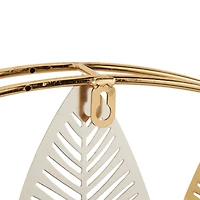 Gold Metal Leaf Wall Décor with Circular Frame and Silver Accents