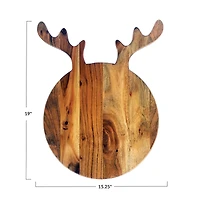 Hello Honey® 19" Acacia Wood Cheese & Cutting Board with Antlers
