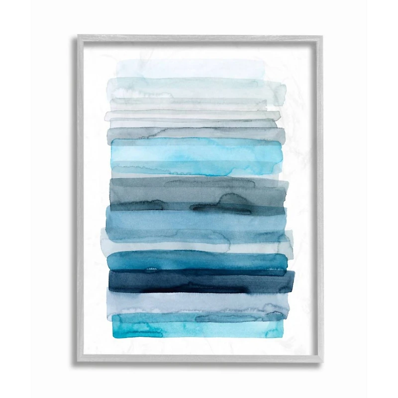 Stupell Industries Water Inspired Blue Gray Ombre Abstract Lines Gray Framed Art