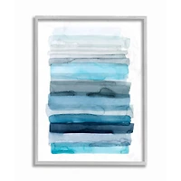 Stupell Industries Water Inspired Blue Gray Ombre Abstract Lines Gray Framed Art