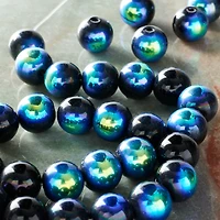 Black Aurora Borealis Round Glass Beads, 10mm by Bead Landing™