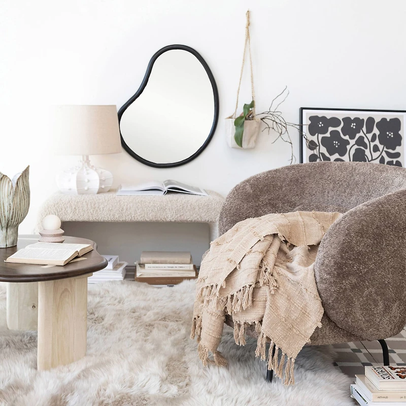 Hello Honey® 18.5" White Stoneware Hobnail Fluted Table Lamp with Linen Shade & Inline Switch