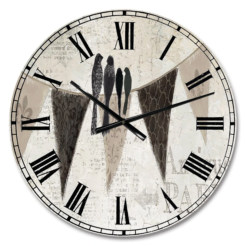 Designart French Bird Flea Market Wall Clock