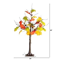 3ft. Pre-Lit Autumn Maple Artificial Fall Tree with Pinecones, Acorns and 36 Warm White LED Lights