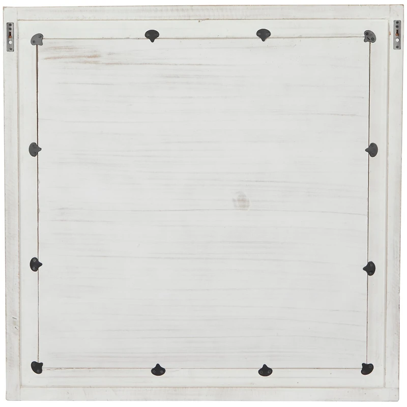 44" x 44" Handmade Cream Mango Wood Wall Mirror with Ribbed Edge Frame