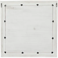 44" x 44" Handmade Cream Mango Wood Wall Mirror with Ribbed Edge Frame