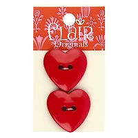 Flair Originals 1 1/4" Red Heart 2-Hole Buttons, 2ct.