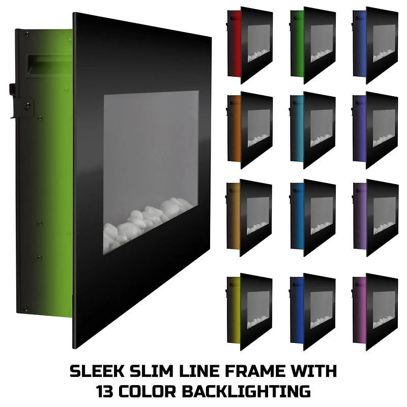 Hastings Home 31" Black LED Backlit Fireplace