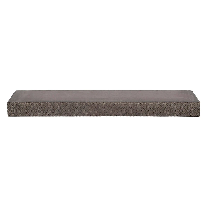Black Rustic Embossed Wood Floating Wall Shelf