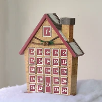 15" Red & Beige House with Advent Calendar Tabletop Decoration