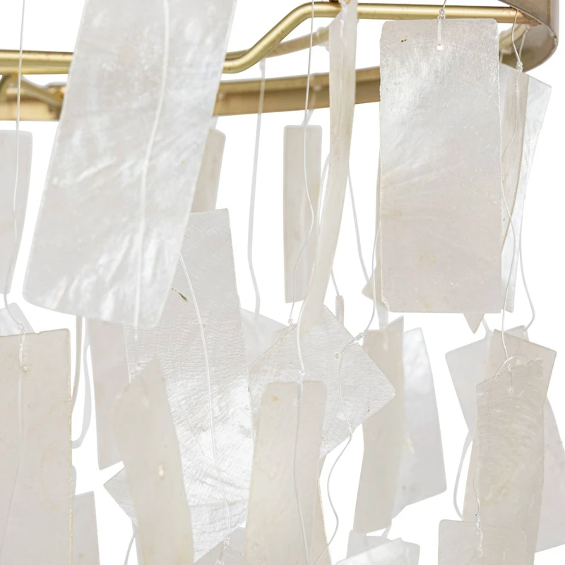 Hello Honey® Marina Round Gold Metal & Natural Capiz Chandelier Style Pendant Ceiling Light