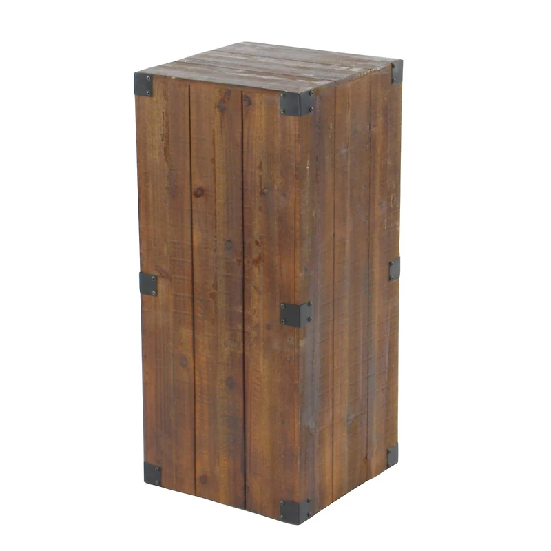 Set of 5" Brown Wood Farmhouse Pedestal Table, 36", 30", 24", 18", 12"