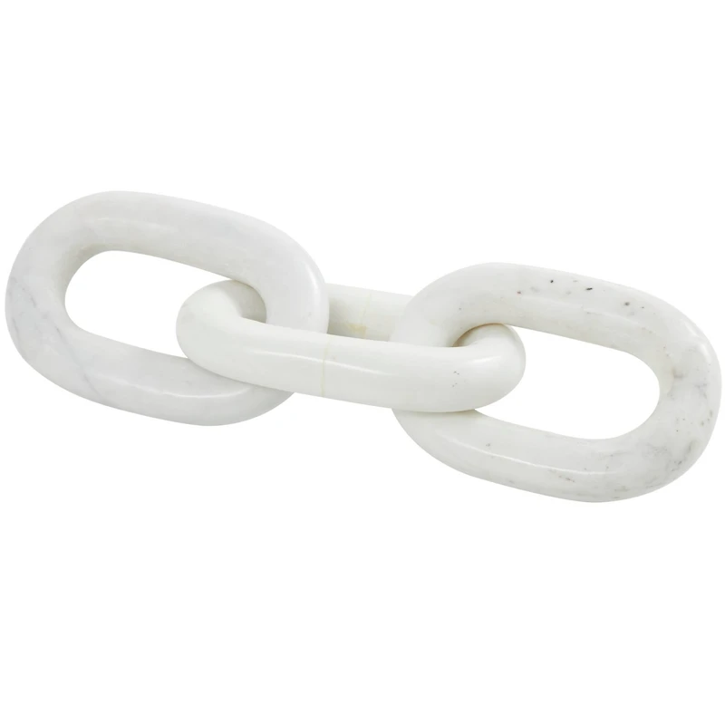 13" Marble Geometric 3-Link Chain Sculpture Décor