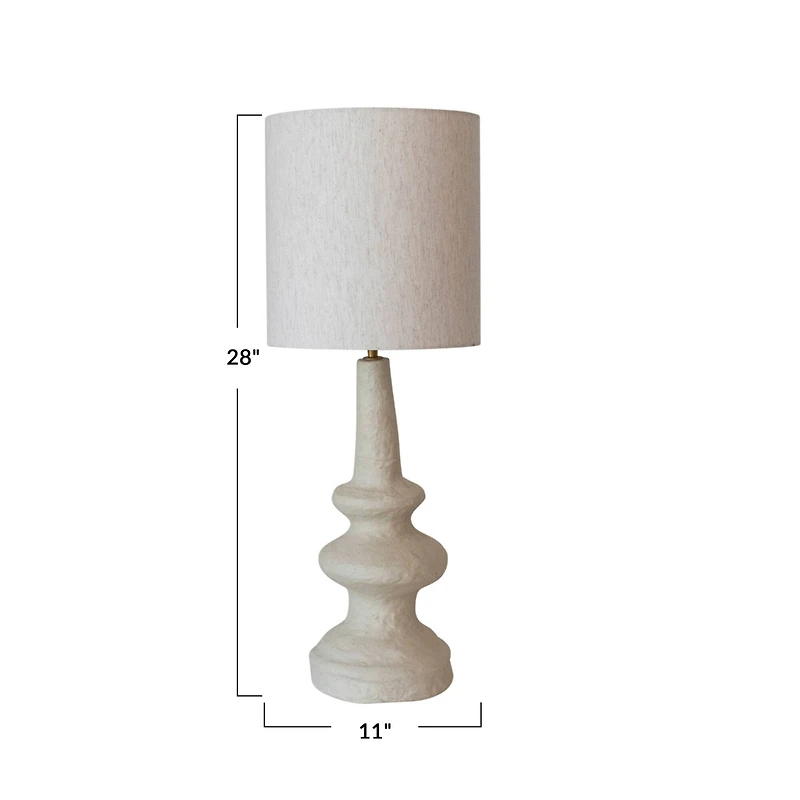 Hello Honey® 28" Natural Handmade Paper Mache Table Lamp with Cotton Shade