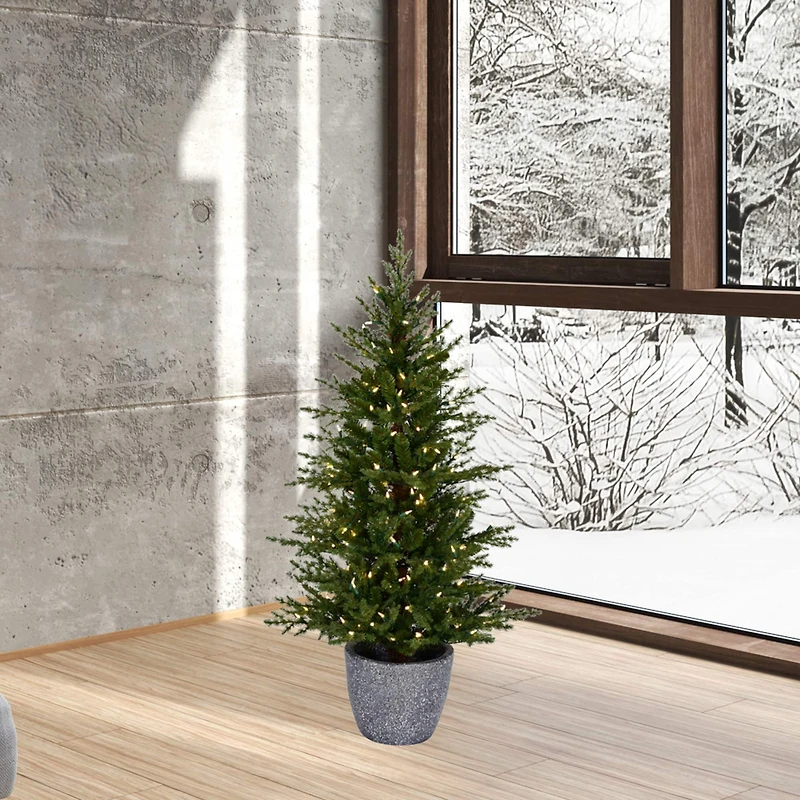 3.5ft. Pre-Lit Belgrade Pine Artificial Christmas Tree, Clear Dura-Lit® LED Lights