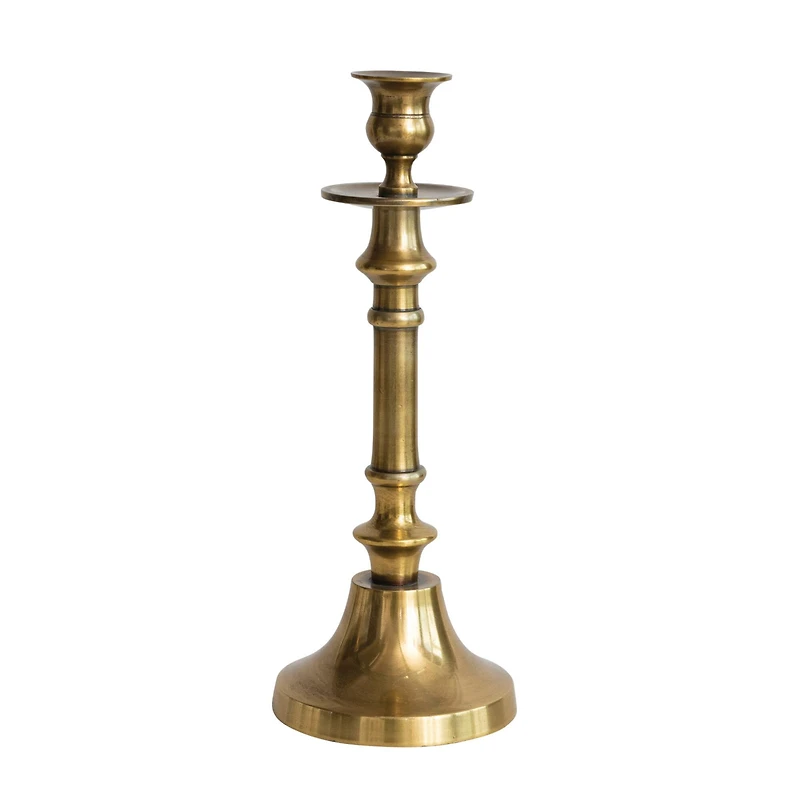 Hello Honey® 11" Antique Brass Cast Aluminum Taper Holder