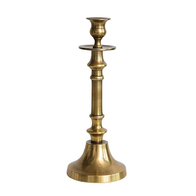 Hello Honey® 11" Antique Brass Cast Aluminum Taper Holder