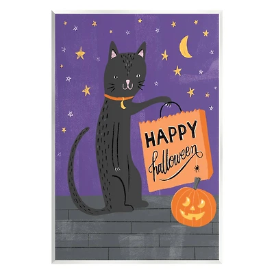 Stupell Industries Happy Halloween Black Cat Wall Plaque Art