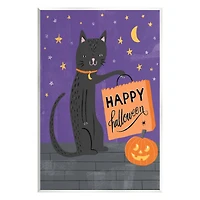 Stupell Industries Happy Halloween Black Cat Wall Plaque Art