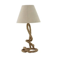 Brown Jute Rope and Iron Rustic Table Lamp, 29" x 15" x 15"