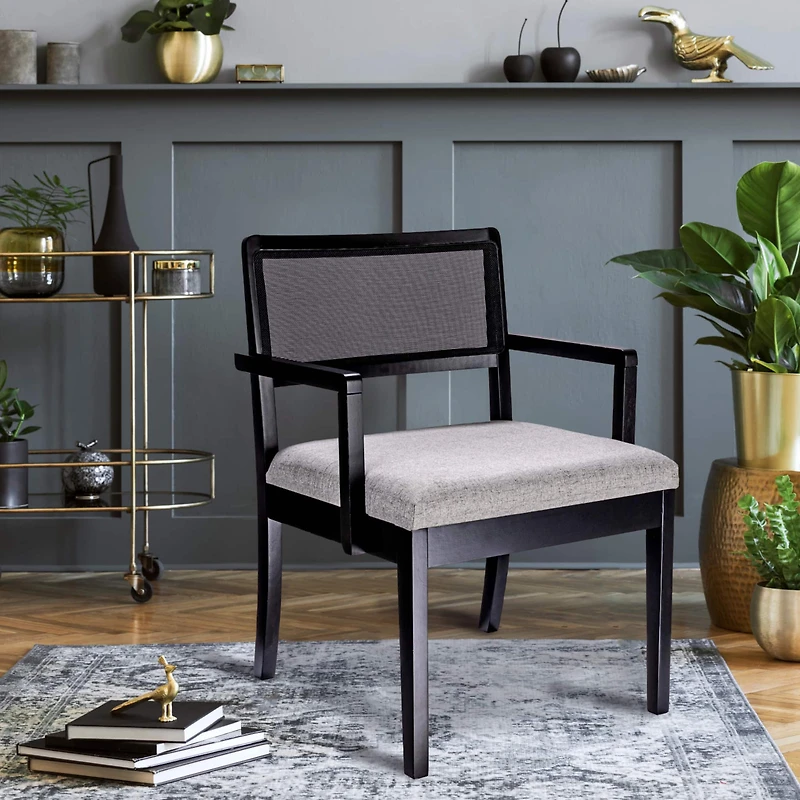 Hello Honey® 2.5ft. Crawford Mid-Century Modern Solid Wood Black Arm Chair