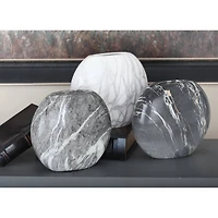 Set of 3 Grey Stoneware Contemporary Vase, 9" x 8"