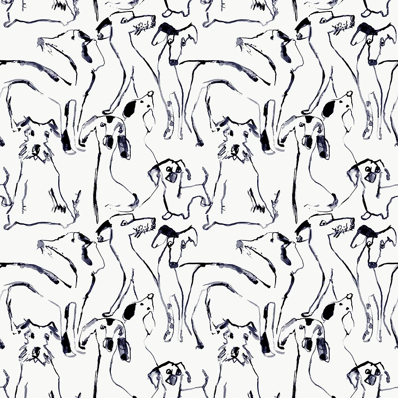 Surface Style Dog Doodle Ink Peel & Stick Wallpaper