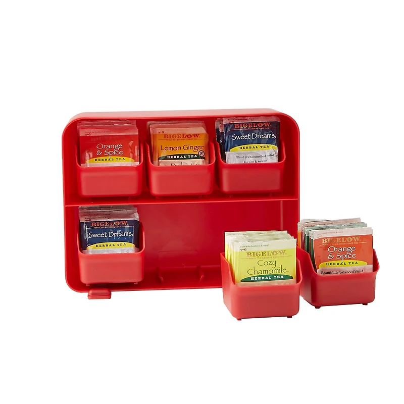 Mind Reader Red 6 Drawer Tea Bag Holder
