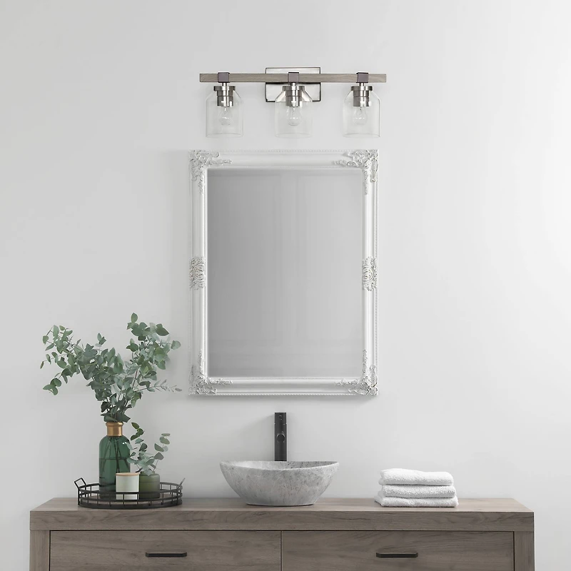 Lalia Home Barnlit 3 Light Metal & Glass Shade Vanity