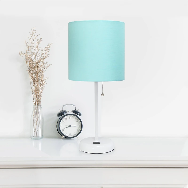 LimeLights White Base Lamp with Charging Outlet