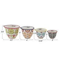 Hello Honey® Floral Hand-Stamped Stoneware Measuring Cup Set