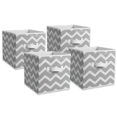 DII® 11" Gray Chevron Square Non-Woven Fabric Cubes, 4ct.