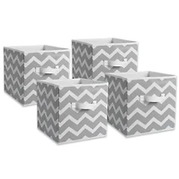 DII® 11" Gray Chevron Square Non-Woven Fabric Cubes, 4ct.