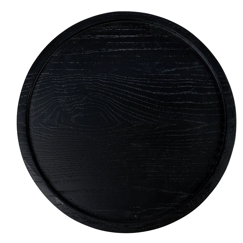 Hello Honey® 2ft. Black Wood Top Modern Round Metal Accent Table