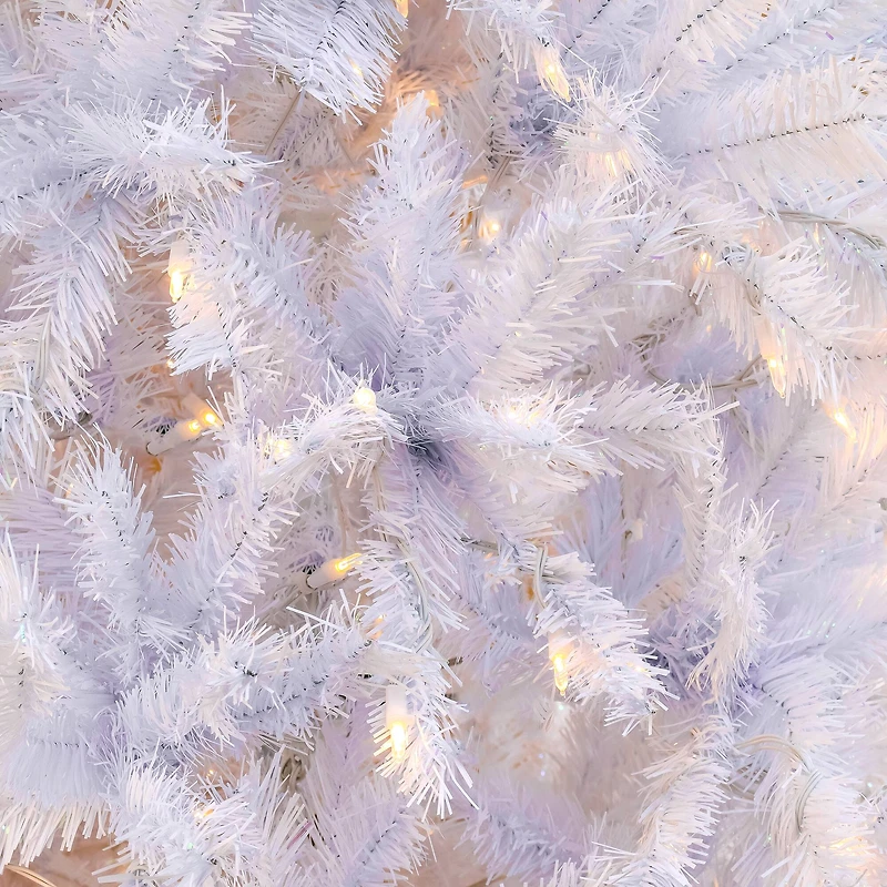 7.5ft. Pre-Lit White Artificial Christmas Tree, Warm White LED Lights