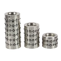 Silver Metal Industrial Candle Holder Set