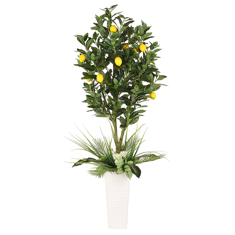 6ft. Artificial Lemon Tree in White Decorative Pot