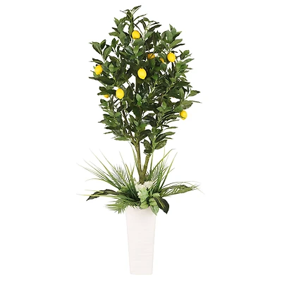 6ft. Artificial Lemon Tree in White Decorative Pot