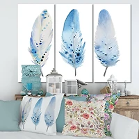 Designart - Blue Boho Feathers II