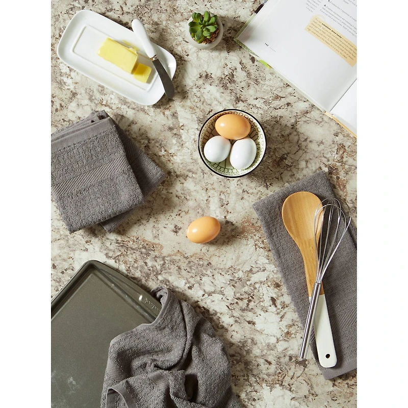 DII® Solid Gray Waffle Terry Dishtowel, 4ct.