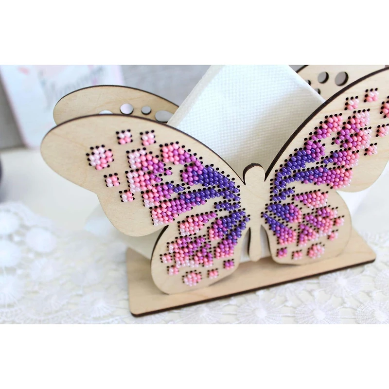 MP Studia Butterfly. Napkin Holder Cross Stitch On Wood Kit