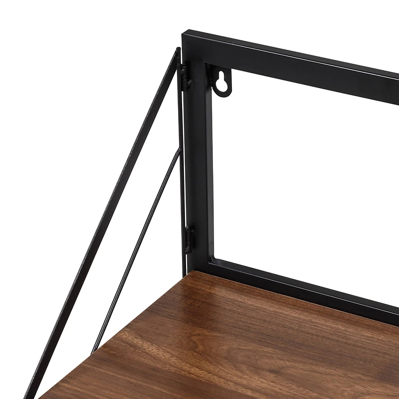 Honey Can Do Walnut Large Modern Farmhouse Floating Shelf with Metal Bracket